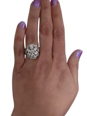 Bella Luce Diamond Simulant Ring Rhodium Over Sterling Silver Size 5 NWT